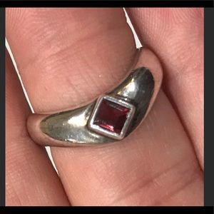 Garnet and sterling silver ring